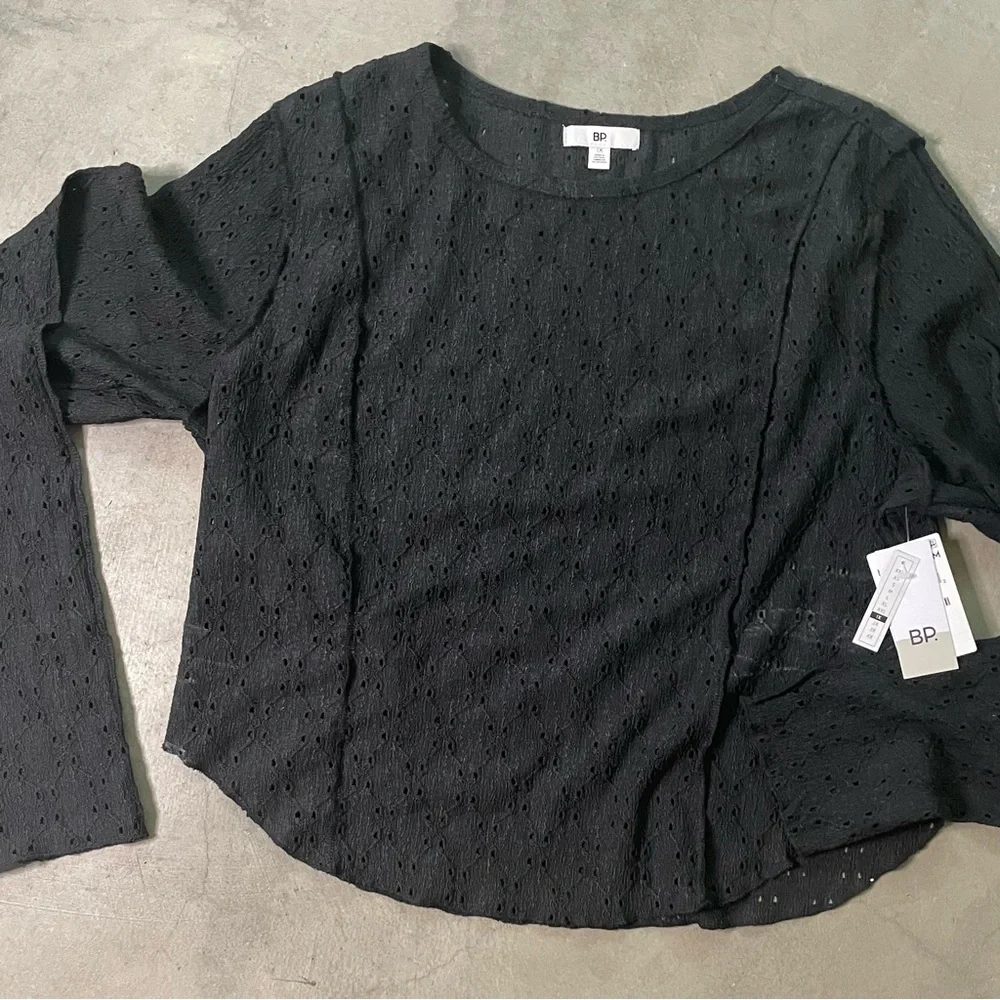 Black Lace Pointelle Top - BP